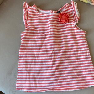 Janie and Jack Striped Coral and White Girls Top 3T